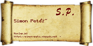 Simon Pető névjegykártya